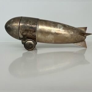 Vintage Remarkable Silver Plated Zeppelin Cocktail Shaker Restoration Hardware